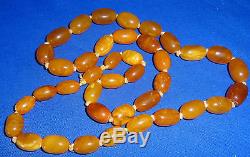 Genuine Baltic BUTTERSCOTCH EGG YOLK AMBER Bead Necklace39 Beads30grams
