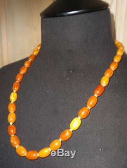 Genuine Baltic BUTTERSCOTCH EGG YOLK AMBER Bead Necklace39 Beads30grams