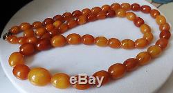 Genuine Baltic BUTTERSCOTCH EGG YOLK AMBER Bead Necklace58 Beads22grams