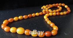 Genuine Baltic BUTTERSCOTCH EGG YOLK AMBER Bead Necklace58 Beads22grams