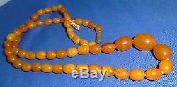 Genuine Baltic BUTTERSCOTCH EGG YOLK AMBER Bead Necklace61 Beads20grams