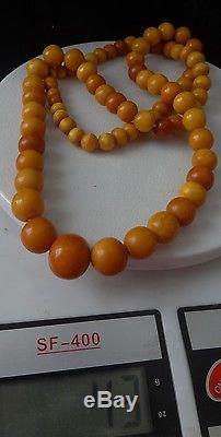 Genuine Baltic BUTTERSCOTCH EGG YOLK AMBER Bead Necklace79 Beads43grams