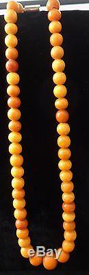 Genuine Baltic BUTTERSCOTCH EGG YOLK AMBER Bead Necklace79 Beads43grams