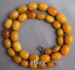 Genuine Baltic Butterscotch Egg Yolk Amber Graduated Beads Necklace 34g