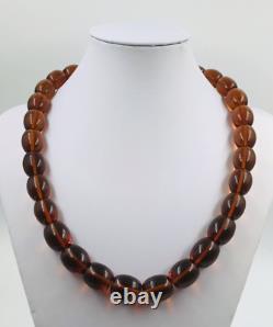 Genuine Cognac Amber Beads Natural Baltic Amber Necklace pressed 57gr