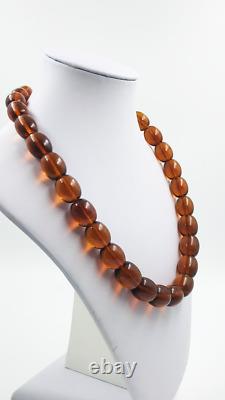 Genuine Cognac Amber Beads Natural Baltic Amber Necklace pressed 57gr