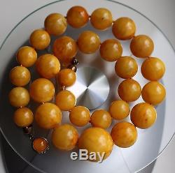 Genuine Egg Yolk Natural Baltic Beads Amber Necklace, 102 gr