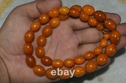 Genuine Natural Antique Baltic Butterscotch Egg Yolk Amber Beads Necklace 39g