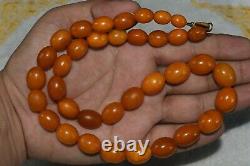 Genuine Natural Antique Baltic Butterscotch Egg Yolk Amber Beads Necklace 39g