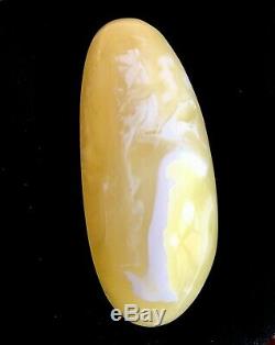 Genuine Natural Baltic Amber 13,4gr. Pendant White Landscape 925 Silver