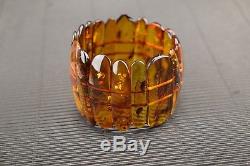 Genuine Natural Baltic Amber Bracelet Yellow Color Elegant Massive Big Polished