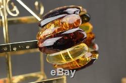 Genuine Natural Baltic Amber Necklace Bracelet Set Multicolored Polished Beads