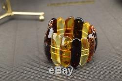 Genuine Natural Baltic Amber Necklace Bracelet Set Multicolored Polished Beads