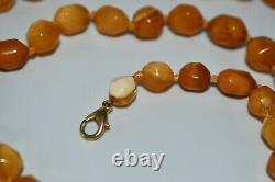 Genuine Natural Old Yellow Baltic Amber Beads Necklace Weighing 24 grams