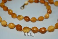 Genuine Natural Old Yellow Baltic Amber Beads Necklace Weighing 24 grams