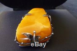 HIGH QUALITY NATURAL BALTIC AMBER & 800 SILVER PENDANT with 925 STERLING CHAIN