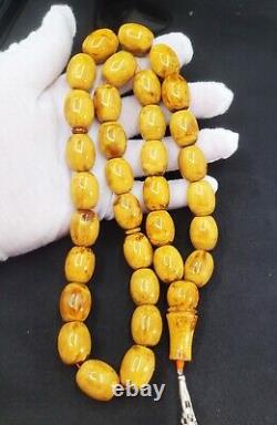 HUGE ANTIQE BALTIC AMBER ROSARY 107g 1720 olive misbah tesbih 33 prayer beads
