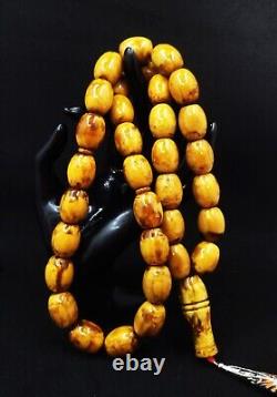 HUGE ANTIQE BALTIC AMBER ROSARY 108g 1720 olive misbah tesbih 33 prayer beads