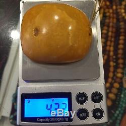HUGE NATURAL OLD ANTIQUE YELLOW BUTTERSCOTCH BALTIC AMBER PENDANT 43.2g