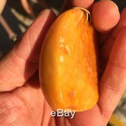 HUGE NATURAL OLD ANTIQUE YELLOW BUTTERSCOTCH BALTIC AMBER PENDANT 43.2g