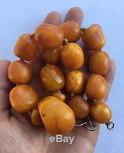 HUGE Natural Baltic Chinese Amber Bead Egg Yolk Butterscotch Necklace 102gr