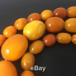 HUGE Stunning Antique Baltic Amber Beads Necklace Egg Yolk Butterscotch 103g