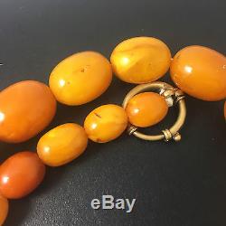 HUGE Stunning Antique Baltic Amber Beads Necklace Egg Yolk Butterscotch 103g