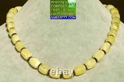 High Class Baltic Natural Marble White Color Barrel Beads Amber Necklace 21 G