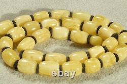 High Class Baltic Natural Marble White Color Barrel Beads Amber Necklace 21 G