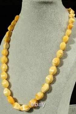High Class Yellow White Color Natural Antique Baltic Amber Necklace 21 Grams