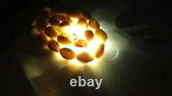 High Class Yellow White Color Natural Antique Baltic Amber Necklace 21 Grams
