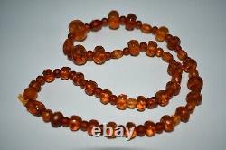 High Quality Genuine Natural Baltic Amber Beads Necklace with Amazing Cut 24GR