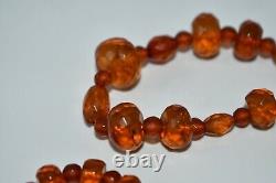 High Quality Genuine Natural Baltic Amber Beads Necklace with Amazing Cut 24GR