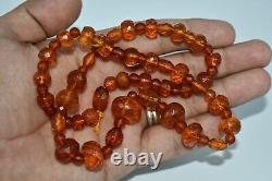 High Quality Genuine Natural Baltic Amber Beads Necklace with Amazing Cut 24GR