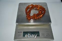 High Quality Genuine Natural Baltic Amber Beads Necklace with Amazing Cut 24GR