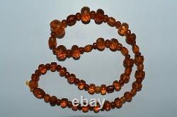 High Quality Genuine Natural Baltic Amber Beads Necklace with Amazing Cut 24GR