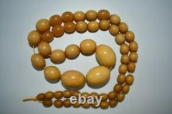 High Quality Genuine Natural Old Baltic Amber Oval Beads Necklace Tesbih 58 Gram