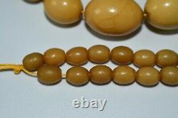 High Quality Genuine Natural Old Baltic Amber Oval Beads Necklace Tesbih 58 Gram