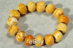 High class Antique Baltic marble yellow, white natural amber bracelet 35 grams