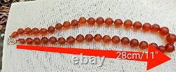 Honey Ball Round Beads Natural Baltic AMBER Antique Gemstone Necklace 53 grams