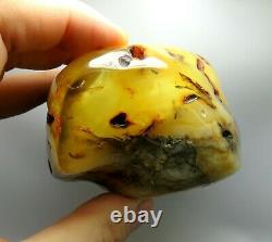 Huge 258.60 grams polished Yellow White Natural Genuine BALTIC AMBER raw stone