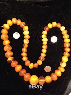 Huge Antique Natural Butterscotch Baltic Amber Beads Necklace 36 Long 270g