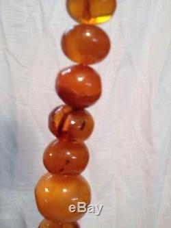 Huge Antique Natural Butterscotch Baltic Amber Beads Necklace 36 Long 270g
