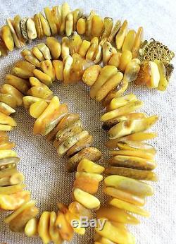 Huge Antique Old Vintage Gorgeous Yellow Natural Baltic Amber Necklace 104,0 Gr