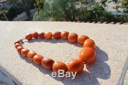 Huge LUXURIOUS NATURAL Milky EGG YOLK BALTIC AMBER BEADS NECKLACE 160g