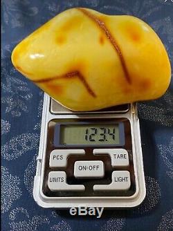 Huge Natural OLD Antique 123.4g Butterscotch Egg Yolk Baltic Amber Raw Stone