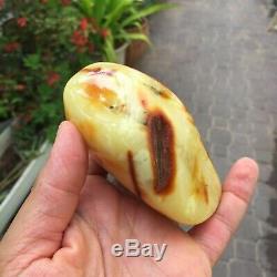 Huge Natural OLD Antique 123.4g Butterscotch Egg Yolk Baltic Amber Raw Stone