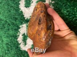 Huge Yellowithmarbel color Baltic Amber stone (588 g.)