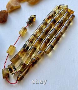 INCLUSION INSECT Natural Baltic Amber Islamic Prayer Rosary 21g Capsule 33 Beads