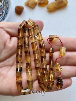 INCLUSION INSECT Natural Baltic Amber Islamic Prayer Rosary 21g Capsule 33 Beads